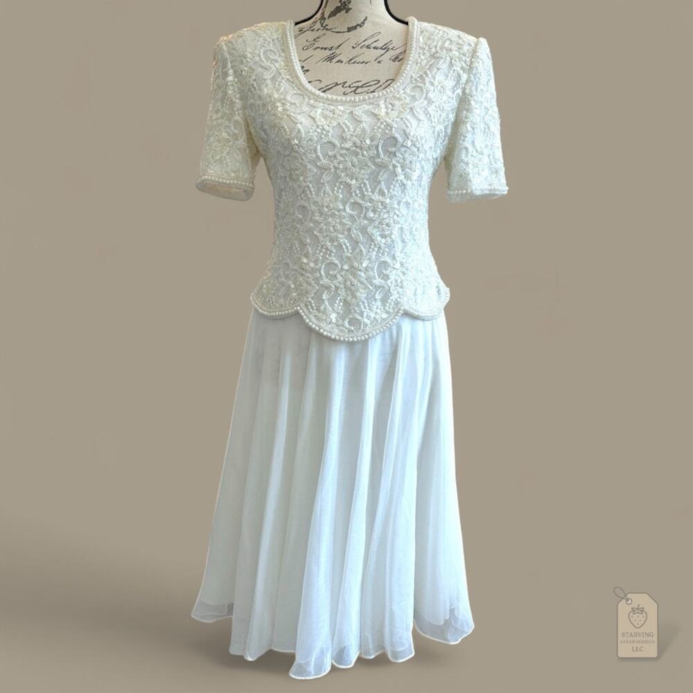 Vintage Brilliante by J.A. Ivory Beaded Sequin Formal Dress P/S